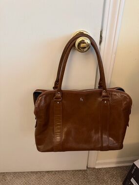 Leather Satchel Bag - Brown - Unknown Brand